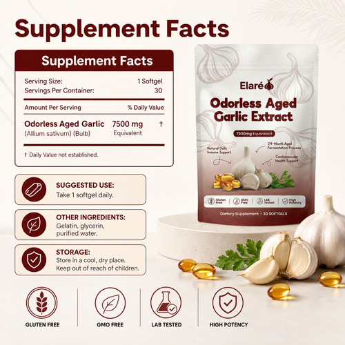 Elaré Odorless Aged Garlic Extract — 7,500mg