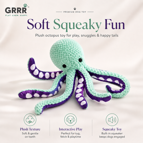 Plush Octopus Squeaky Toy